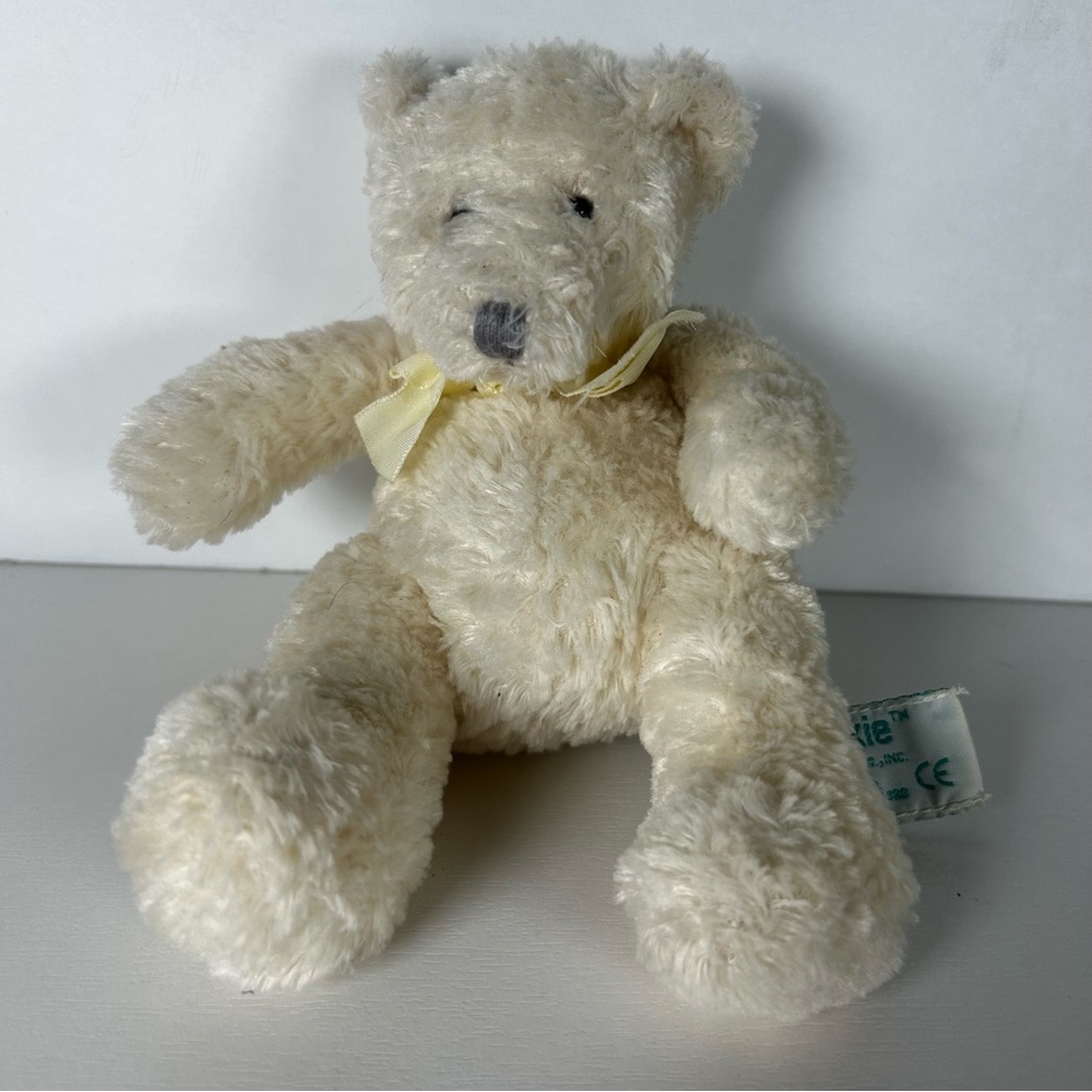 Russ Berrie Cream Off White Plush Teddy Bear Snookie Baby Rattle Stuffed Toy 7"